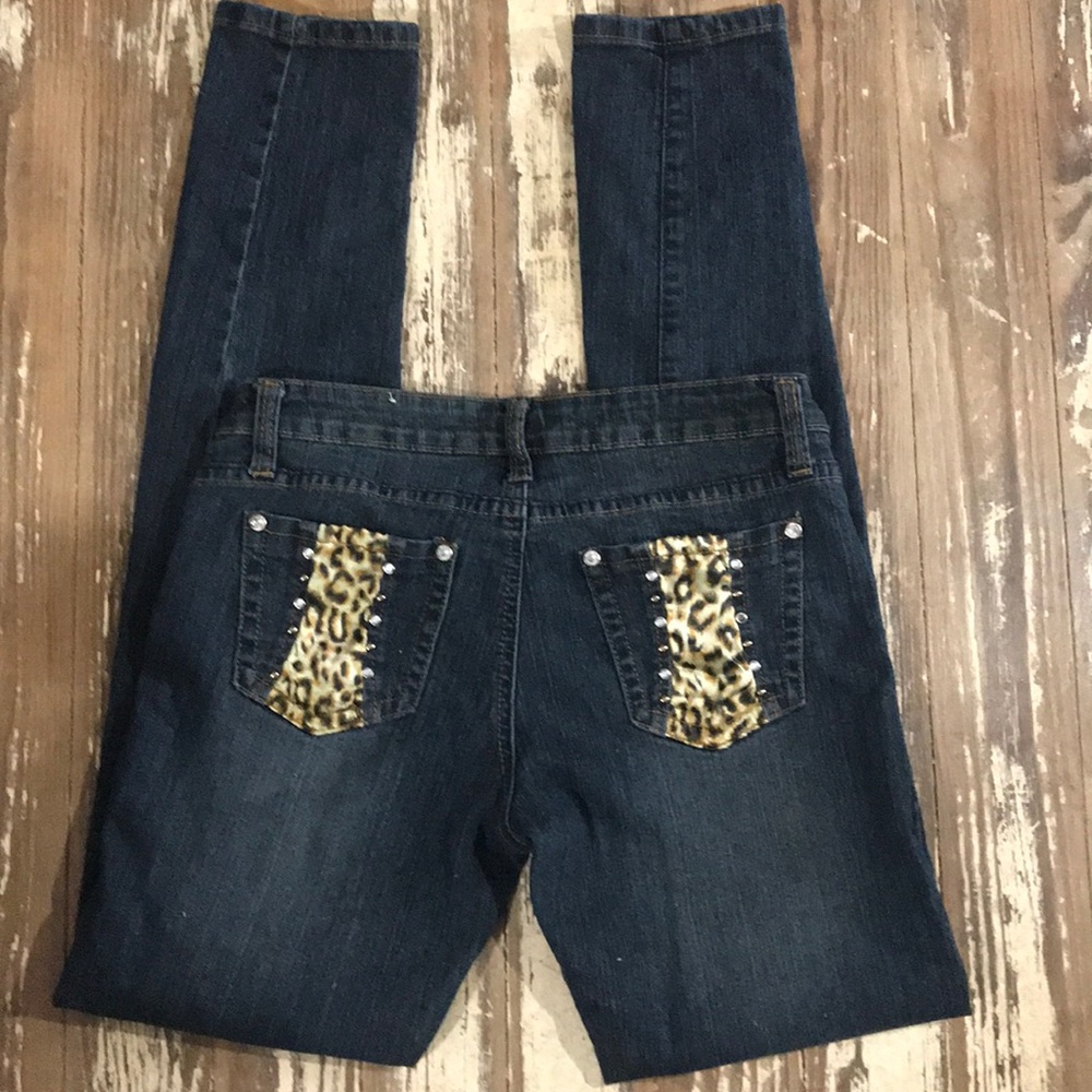 VIP JEANS dark wash bling stretch skinny sz 7/8